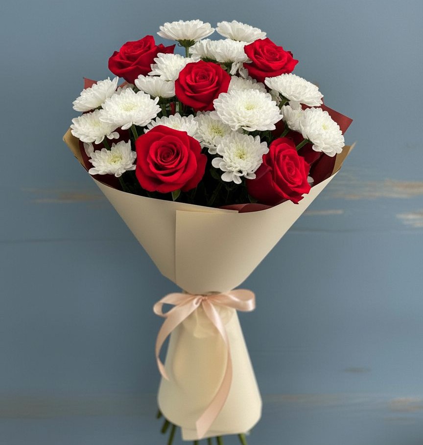 Букет цветов из: Розы и Хризантемы в Туймазы