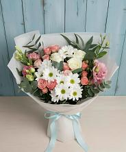 Букет цветов из:  Розы, Лизиантусы и Хризантемы в Туймазы