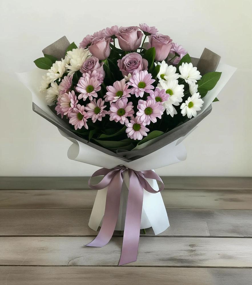 Букет цветов из: Хризантемы и Розы в Туймазы