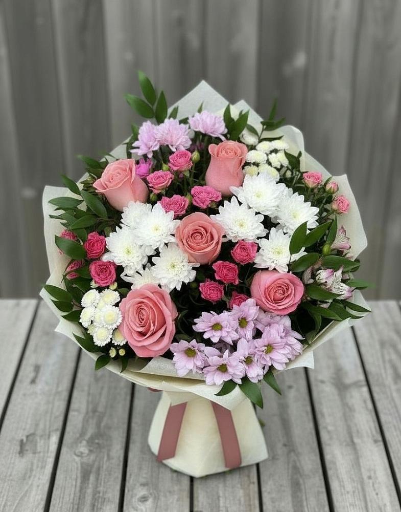Букет цветов из: Альстромерии, Гвоздики, Розы и Хризантемы в Туймазы