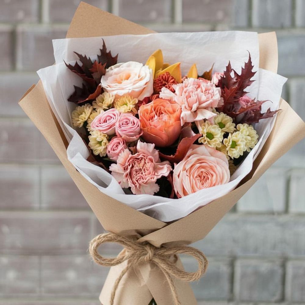 Букет цветов из: Гвоздики, Хризантемы и Розы в Туймазы