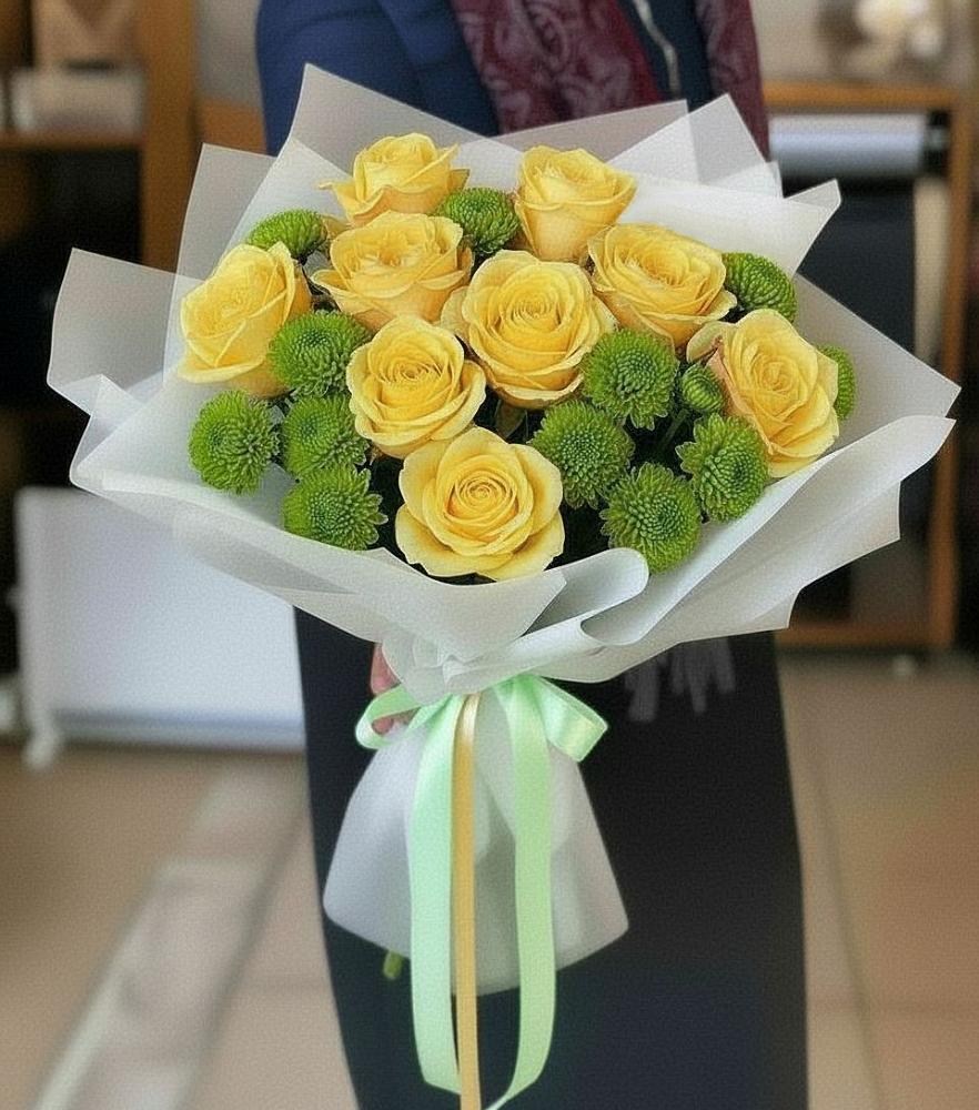 Букет цветов из: Хризантемы и Розы в Туймазы