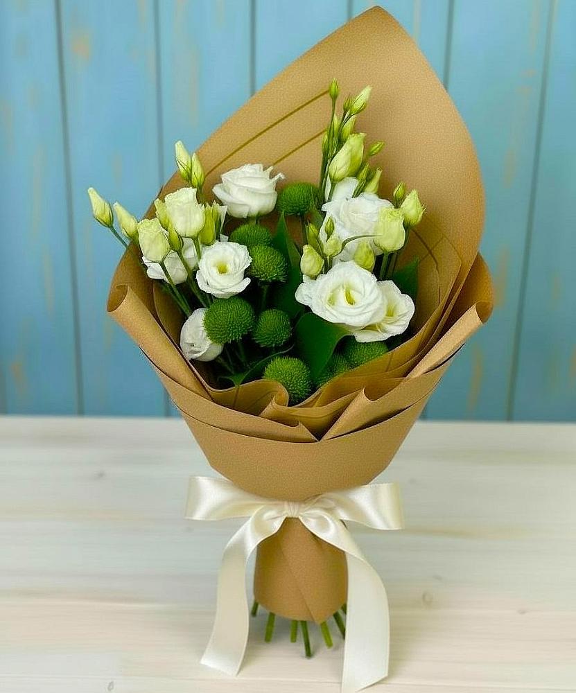 Букет цветов из: Хризантемы и Лизиантусы в Туймазы