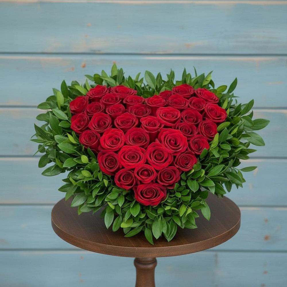 Цветочная композиция из Розы в виде сердца в Туймазы