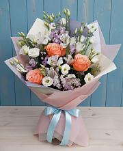 Букет цветов из:  Лизиантусы, Розы, Альстромерии и Гипсофила #REPLACE_PRED# Туймазы