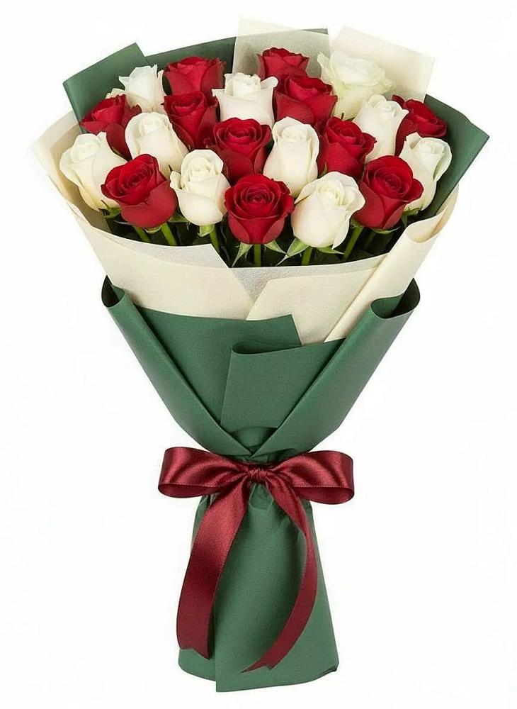 Букет Микс из красных и белых роз в Туймазы