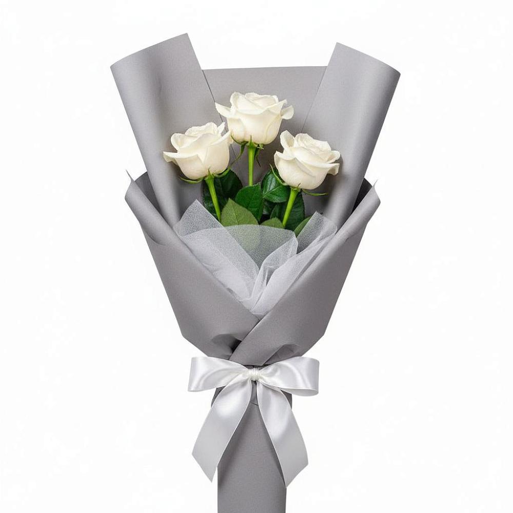 Букет 3 белые розы в Туймазы