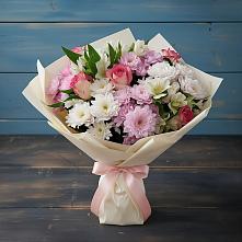 Букет цветов из:  Хризантемы, Альстромерии и Розы в Туймазы