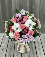 Букет цветов из:  Альстромерии, Гвоздики, Розы и Хризантемы в Туймазы