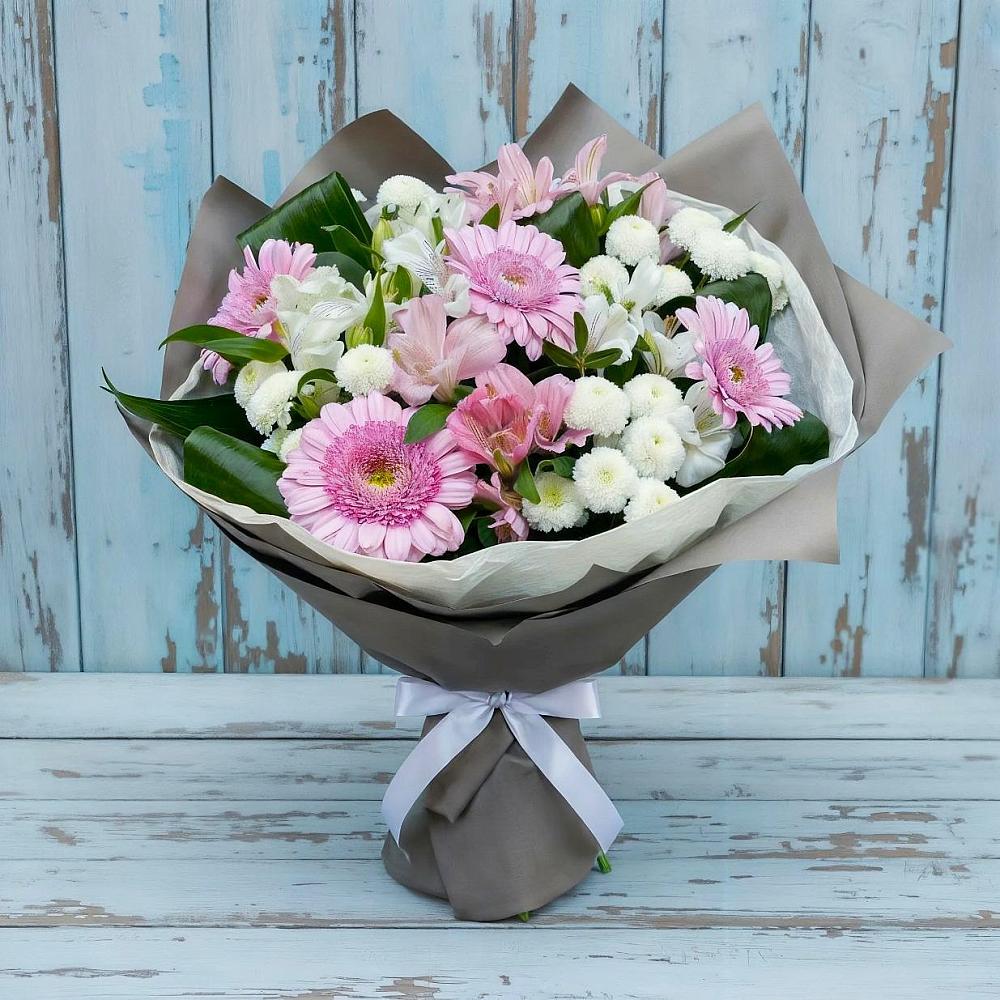 Букет цветов из: Герберы, Альстромерии и Хризантемы в Туймазы